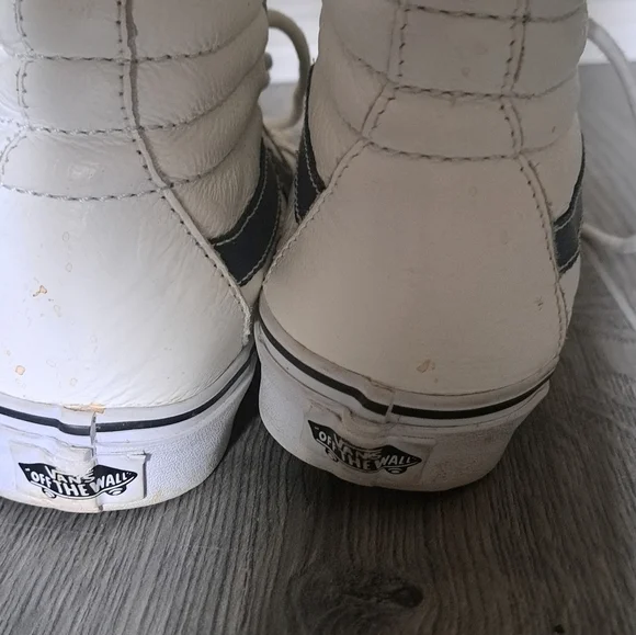 Vans OFF THE WALL supple leather HI TOP white skateboard shoes sneakers UNISEX - Picture 6 of 13